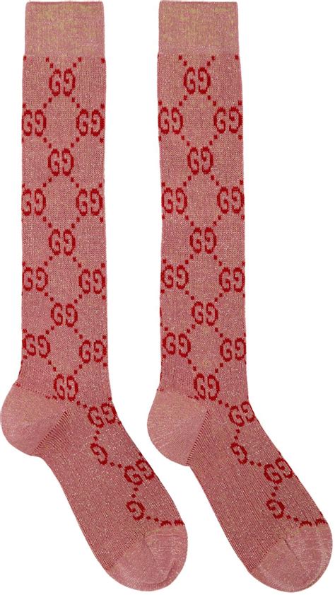 pink and black gucci socks